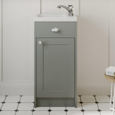 Aurora 400mm Bathroom Vanity Unit Basin Sink Storage Cabinet Furniture Grey Traditional