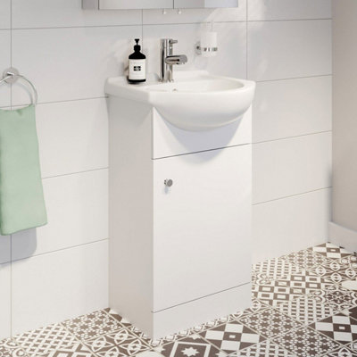 Aurora 450mm Bathroom Basin Sink Vanity Unit Floor Standing Single Tap Hole Matte White