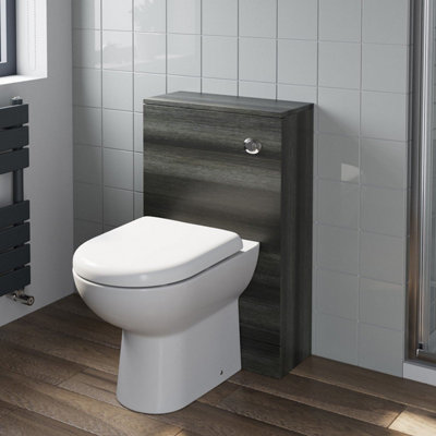 Aurora 500mm Bathroom Toilet Back To Wall BTW Furniture Unit Pan Soft Close Seat Grey