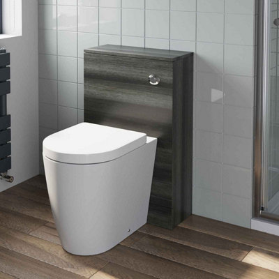 Aurora 500mm Bathroom Toilet BTW Back To Wall Furniture Unit Pan Soft Close Grey Modern
