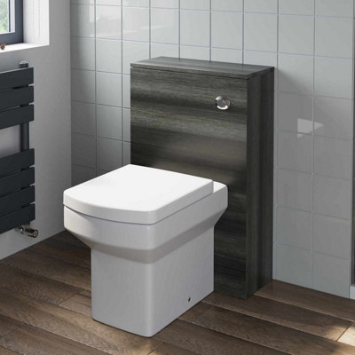 Aurora 500mm Bathroom Toilet BTW Furniture Unit Square Pan S/Close Seat Charcoal Grey