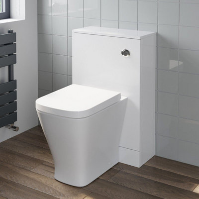 Aurora 500mm Bathroom Toilet Soft Close Seat Back To Wall Cistern Furniture Unit White