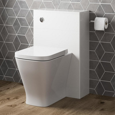 Aurora 500mm Bathroom Toilet Soft Close Seat Back To Wall Cistern Furniture Unit White