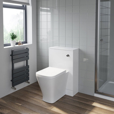 Aurora 500mm Bathroom Toilet Soft Close Seat Back To Wall Cistern Furniture Unit White