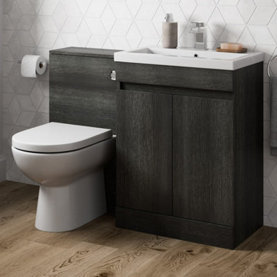Aurora 600mm Charcoal Grey Bathroom Vanity Unit Basin Soft Close Seat Toilet WC Modern