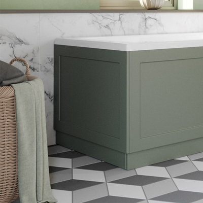 Aurora 700mm End Bath Panel Traditional Bathroom 18mm MDF Matt Green With Plinth