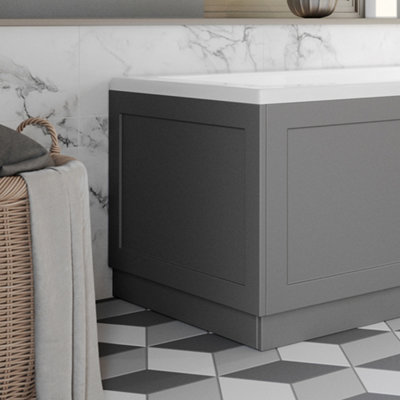 Aurora 750mm End Bath Panel Traditional Bathroom 18mm MDF Matt Dark Grey With Plinth