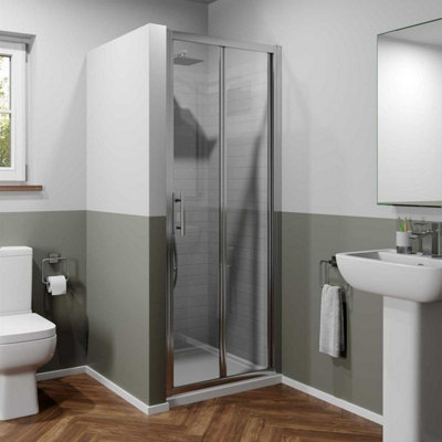 Aurora 800mm Bathroom Bi Fold Shower Door Walk In Enclosure Framed 6mm Safety Glass
