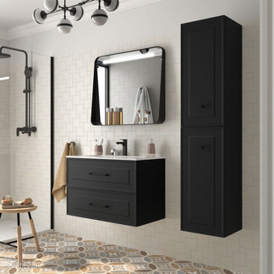 Aurora 800mm Wall Hung Basin Unit with Black Handles - Noir Black Velvet Price Comparisons | Compare The Build