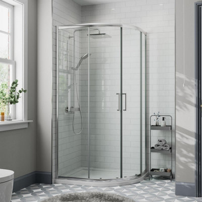 Aurora 900 x 900mm Quadrant Shower Enclosure 8mm Walk In Cubicle Framed Tray & Waste