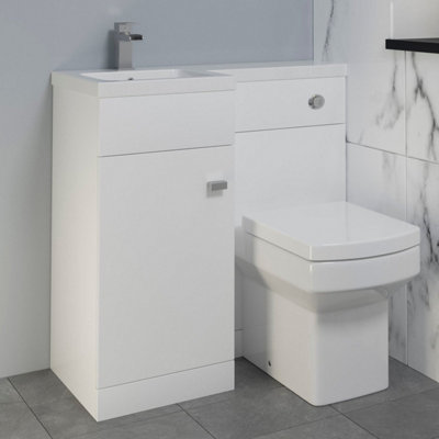 Aurora 900mm Bathroom Vanity Unit Basin & Square Toilet Combined ...