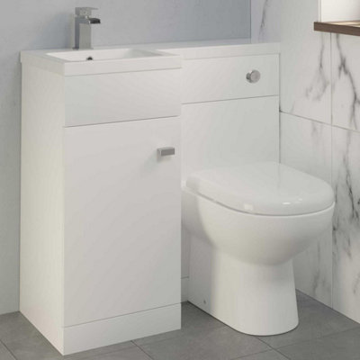 Aurora 900mm Bathroom Vanity Unit Basin & Toilet Combined Furniture Left Hand White