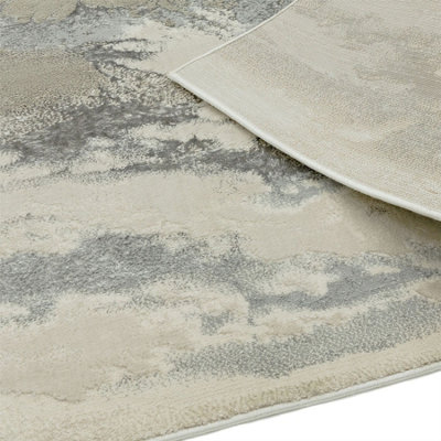Aurora AU02 Grey Cloud Modern Marble Runner Rug for Hallway - Long 66x240cm