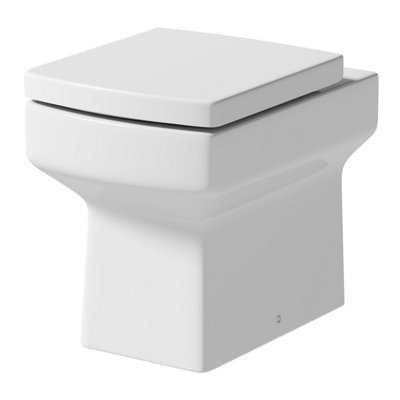 Aurora Back To Wall BTW Toilet WC Pan Square Soft Close Seat Cistern Dual Flush Button