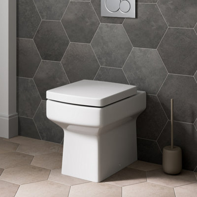 Aurora Back to Wall Toilet BTW Bathroom Modern Pan Square Cloakroom Soft Close Seat