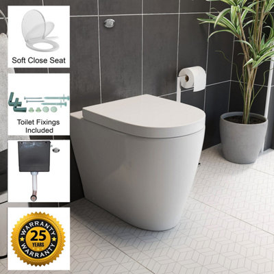 Aurora Back To Wall Toilet BTW WC Modern Compact Pan Soft Close Seat Dual Flush Cistern