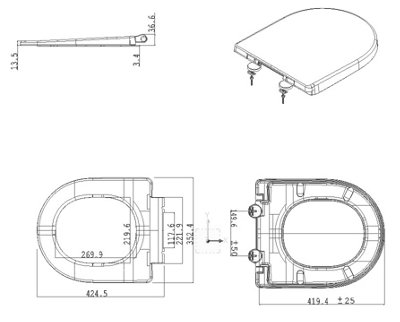 Aurora Back To Wall Toilet BTW WC Modern Compact Pan Soft Close Seat Dual Flush Cistern