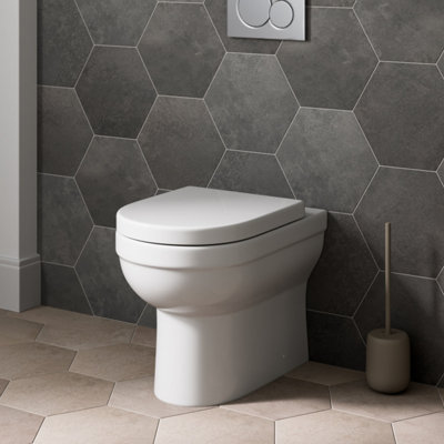 Aurora Back to Wall Toilet Ceramic WC BTW Bathroom Pan Cloakroom Soft Close Seat White