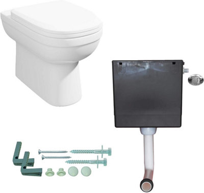 Aurora Back To Wall Toilet Pan D Shape Soft Close Seat Concealed Cistern Dual Flush BTW