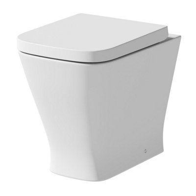 Aurora Back to Wall Toilet Pan Soft Close Toilet Seat White Ceramic Modern Space Saving