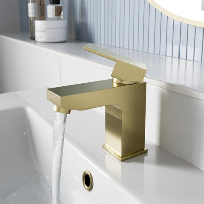 Aurora Basin Mixer Tap Square Mono Single Lever Faucet Brushed Brass