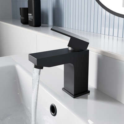 Aurora Basin Mixer Tap Square Mono Single Lever Faucet Matt Black