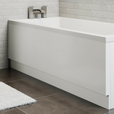 Aurora Bathroom 1700mm Curved Single Ended Straight Bath Tub Front Panel Acrylic White