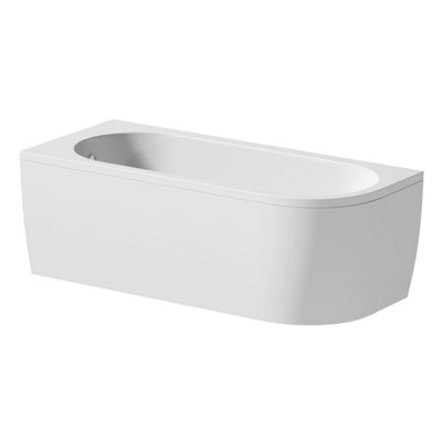 Aurora Bathroom 1700mm J Shape Left Hand Bath Shower Screen Front Panel Corner Bathtub