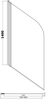 Aurora Bathroom 1700mm J Shape Left Hand Bath Shower Screen Front Panel Corner Bathtub