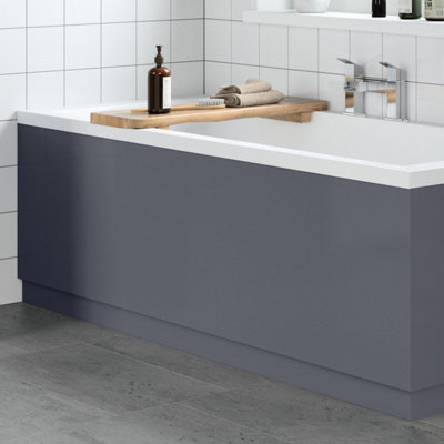 Aurora Bathroom 1800mm Front Bath Panel 18mm MDF Grey Gloss Wood Plinth Easy Cut Modern