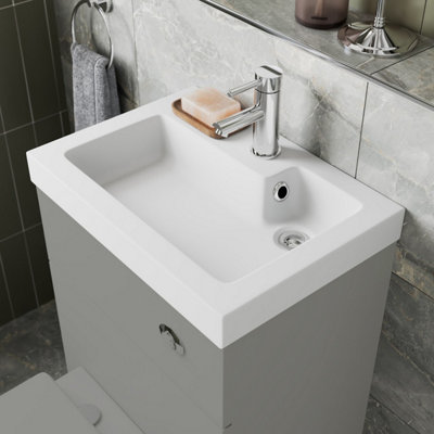 Aurora Bathroom 500mm Wash Basin Sink White Gloss Modern Recessed 1 Tap Hole