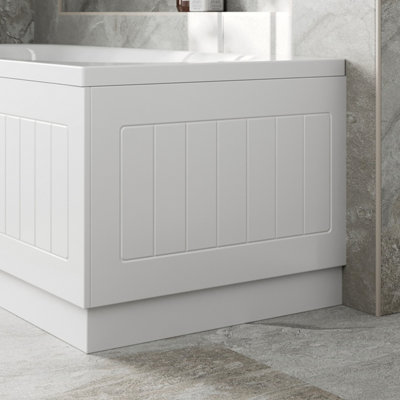 Aurora Bathroom 700mm End Bath Panel White MDF Tongue & Groove Design Modern Plinth