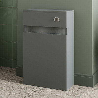 Aurora Bathroom Back To Wall BTW Toilet Concealed Cistern Unit Matt Grey Fluted