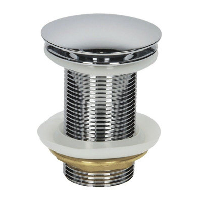Aurora Bathroom Basin Clicker Waste Plug Unslotted 1 1/4" Chrome Flat Mushroom Style