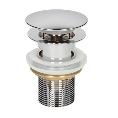 Aurora Bathroom Basin Clicker Waste Sink Plug Slotted 1 1/4" Chrome Flat Mushroom Style