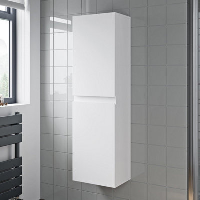 Aurora Bathroom Cabinet Flat Pack Gloss White Wall Hung Tall 350 x 250mm