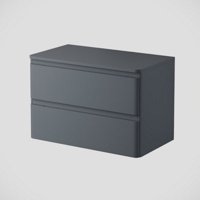 Aurora Bathroom Cloakroom Vanity Unit 800mm Wall Hung Cabinet Drawer Anthracite Grey