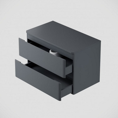 Aurora Bathroom Cloakroom Vanity Unit 800mm Wall Hung Cabinet Drawer Anthracite Grey