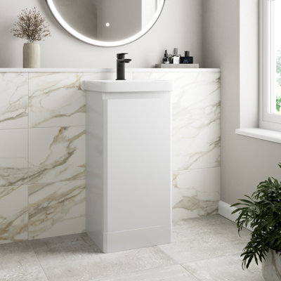 Aurora Bathroom Cloakroom Vanity Unit Wash Basin Cabinet Cupboard Storage White 400mm