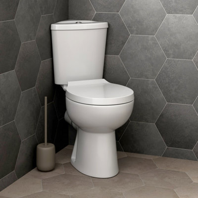 Aurora Bathroom Close Coupled Corner Toilet Space Saving WC Pan Soft Close Seat Cistern