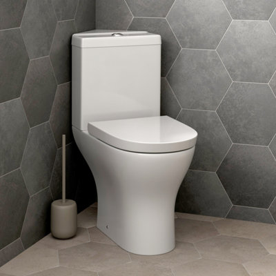 Aurora Bathroom Corner Toilet Close Coupled Space Saving WC Pan Cistern Soft Close Seat