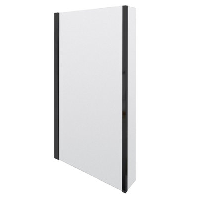 Aurora Bathroom L Shaped Bath Black Shower Screen Right Hand Front Panel White 1700mm