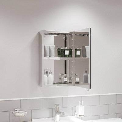 Aurora Bathroom Mirror Cabinet Single Door Cupboard Stainless Steel ...