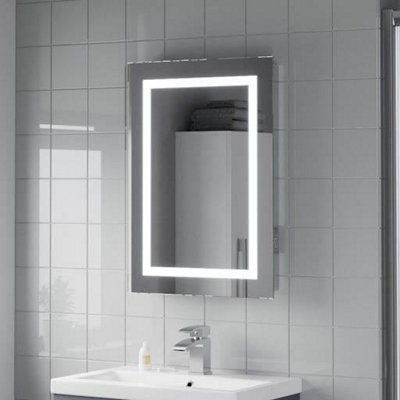 Aurora Bathroom Mirror LED Illuminated Demister Pad Shaver Socket Mains IP44 500x700mm