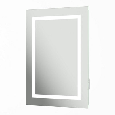 Aurora Bathroom Mirror LED Illuminated Demister Pad Shaver Socket Mains IP44 500x700mm