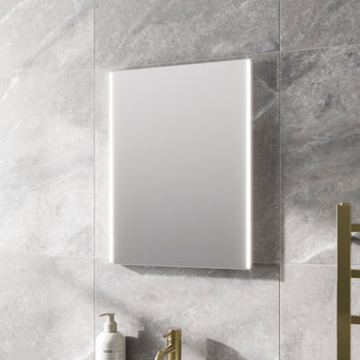 Aurora Bathroom Mirror LED Illuminated Rectangular Battery Power Modern IP44 450x600mm