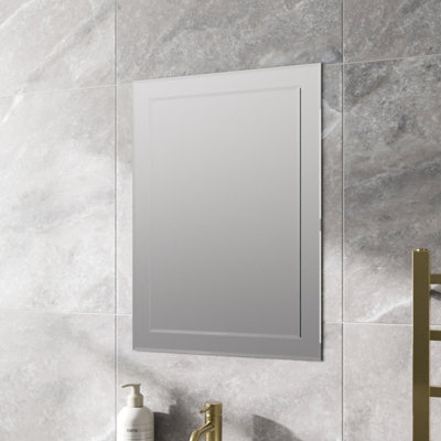 Aurora Bathroom Mirror Plain Rectangle Luxury Frameless Bevelled Wall Mounted 500x700mm