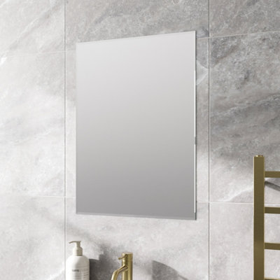 Aurora Bathroom Mirror Plain Rectangle Modern Wall Mounted Bevelled Frameless 700x500mm