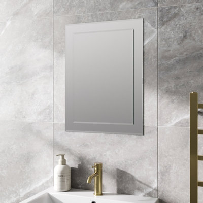 Aurora Bathroom Mirror Plain Rectangular Modern Frameless Bevel Wall Mounted 450x600mm