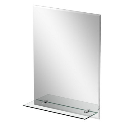 Aurora Bathroom Mirror Wall Modern Frameless Bevelled Rectangle Glass Shelf 600x450mm